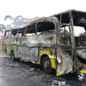 Bawa Rombongan Murid SD, Bus PO Frizha Ludes Terbakar