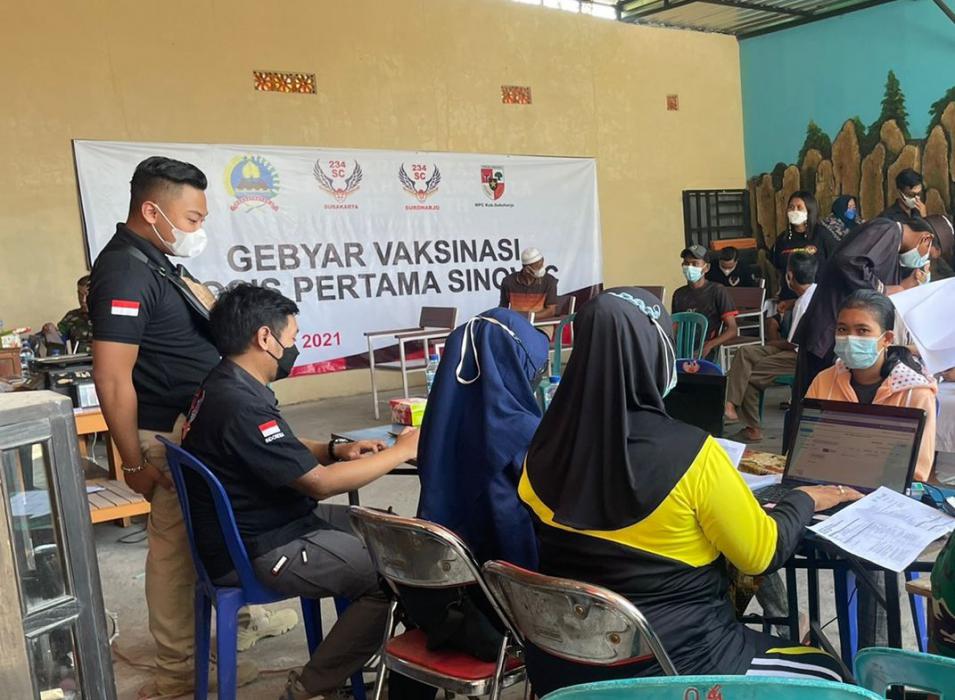 Komunitas 234 SC Bersama Pemuda Pancasila Sukoharjo Berkontribusi Percepat Vaksinasi