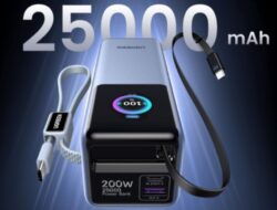 Power Bank Ugreen Nexode Pro 25.000mAh Menawarkan Pengisian Daya 200W dan Kabel USB-C Terintegrasi