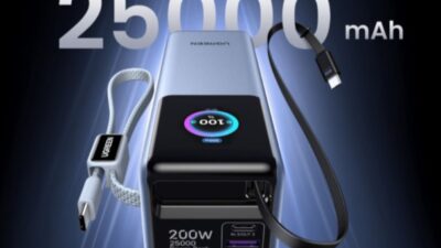 Power Bank Ugreen Nexode Pro 25.000mAh Menawarkan Pengisian Daya 200W dan Kabel USB-C Terintegrasi