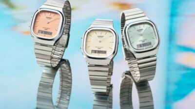 Jam Tangan Hybrid Casio AQ-240E Hadir dengan Dial Biru Muda, Oranye, dan Putih Gading
