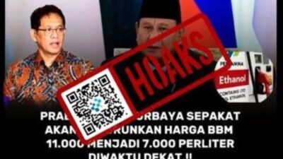 [HOAKS] Presiden Prabowo dan Purbaya Sepakat Harga Pertalite Turun Jadi Rp7.000 per Liter
