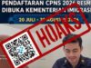 [HOAKS] Rekrutmen CPNS Kementerian Imigrasi Periode 20 Juli-28 Agustus 2026