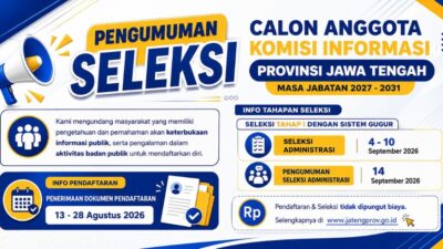 Jangan Terlewat, Pendaftaran Seleksi Calon Anggota Komisi Informasi Jateng Periode 2027-2031 Resmi Dibuka