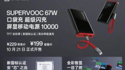 OnePlus Meluncurkan Power Bank SuperVOOC 67W 10.000mAh dengan Dukungan PD 45W, PPS 55W, dan Layar Penuh Warna