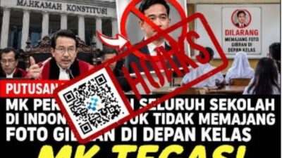 [HOAKS] MK Melarang Pemasangan Foto Wapres Gibran di Sekolah