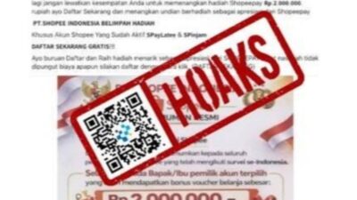 [HOAKS] Tautan Hadiah Jutaan Rupiah untuk Pengguna Shopeepay dari PT Shopee Indonesia